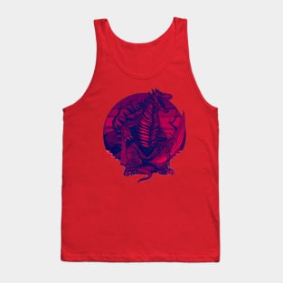 Red neon attacking dinosaur Tank Top